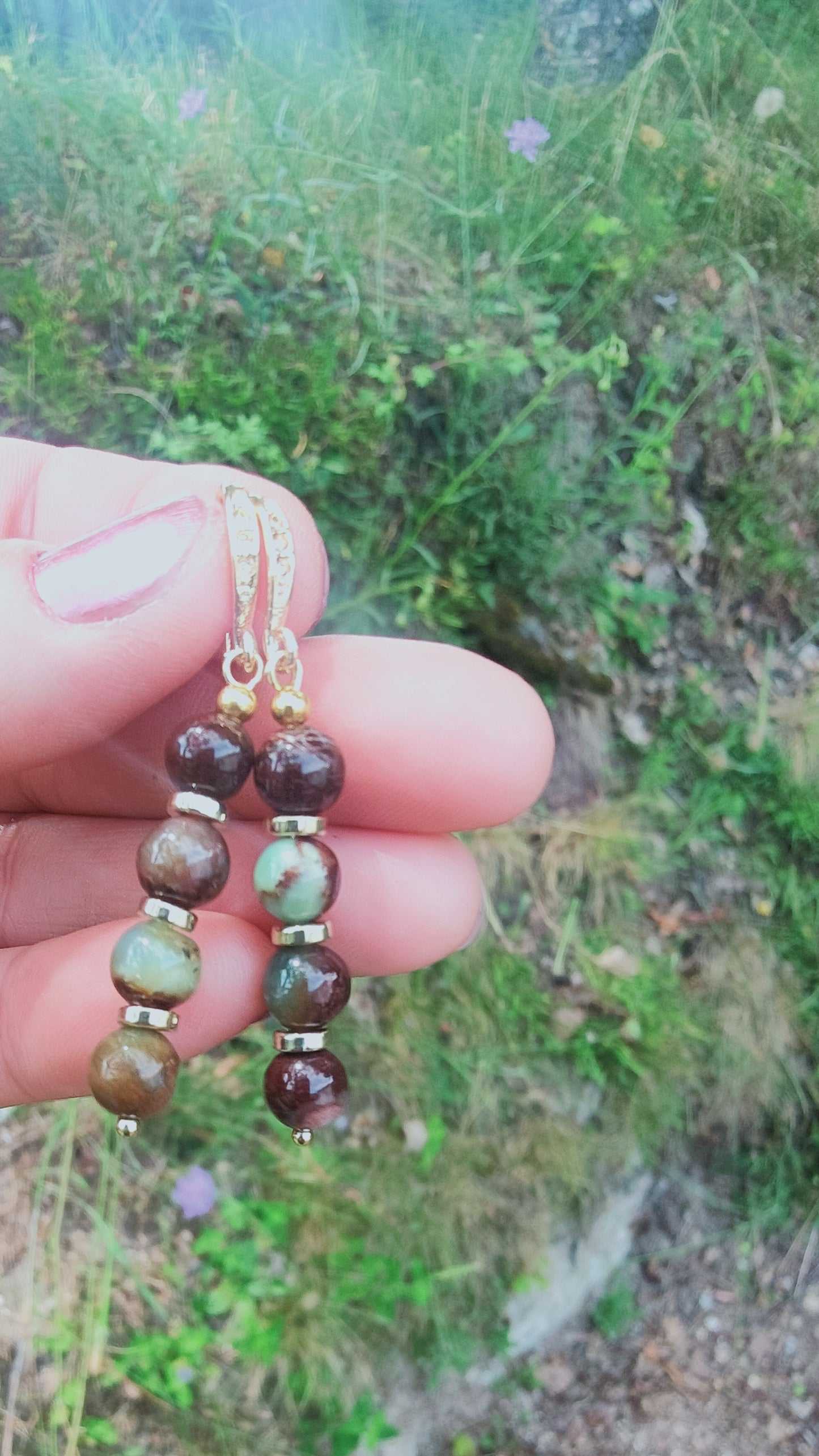 Boucles d'oreille en Chrysoprase