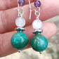 Perles de COLLECTION: Boucle d'oreille en Amazonite Russe et Kunzite rose et Améthyste
