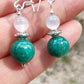Perles de COLLECTION: Boucle d'oreille en Amazonite Russe et Kunzite rose et Améthyste