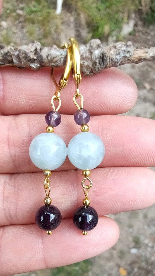 Boucles d'oreille en Aigue-marine