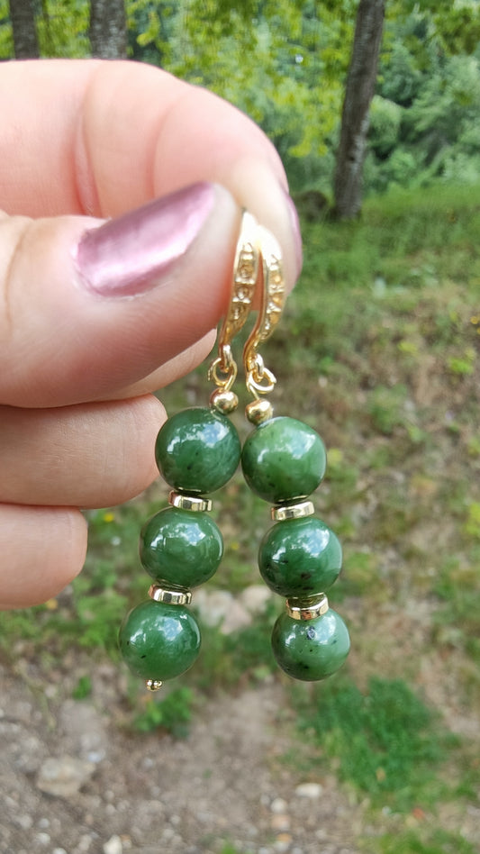 Perles de COLLECTION: Boucle d'oreille en Jade Nephrite