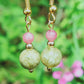 Boucles d'oreille en Grenat vert et Tourmaline rose