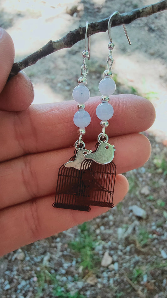 Boucles d'oreille en Calcédoine