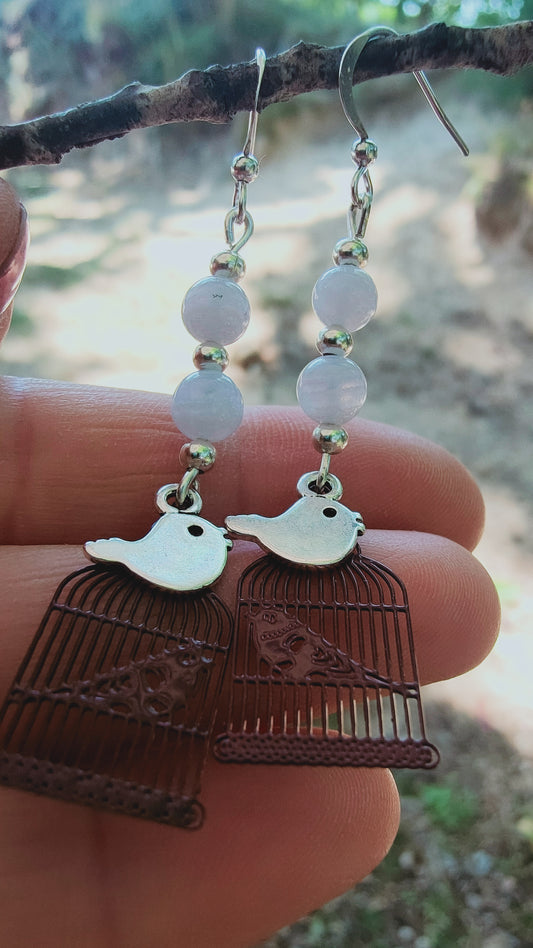 Boucles d'oreille en Calcédoine