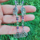 Boucles d'oreilles Bouddha Améthyste et Apatite verte