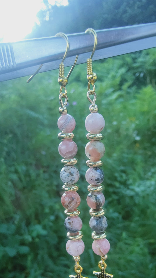 Boucles d'oreille en rhodochrosite