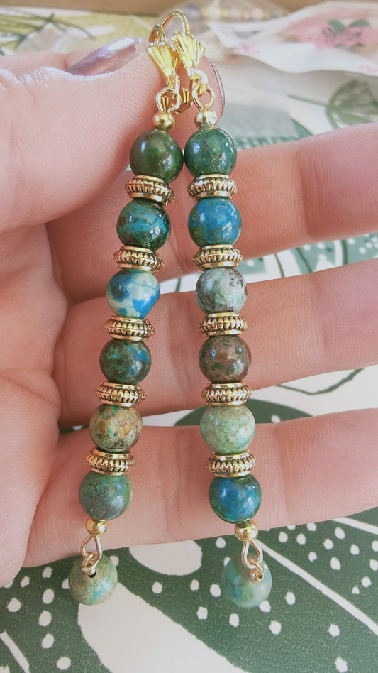Boucles d'oreille en Chrysocolle du Pérou