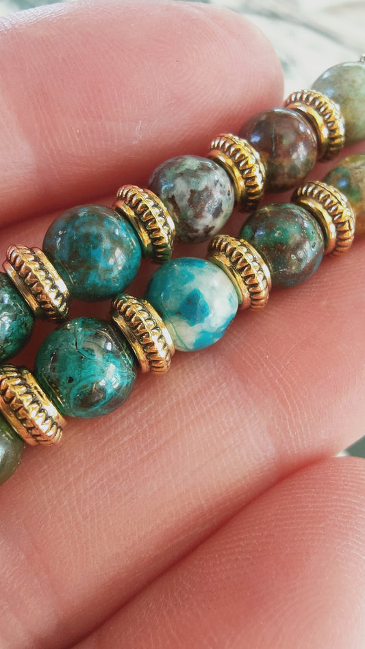 Boucles d'oreille en Chrysocolle du Pérou