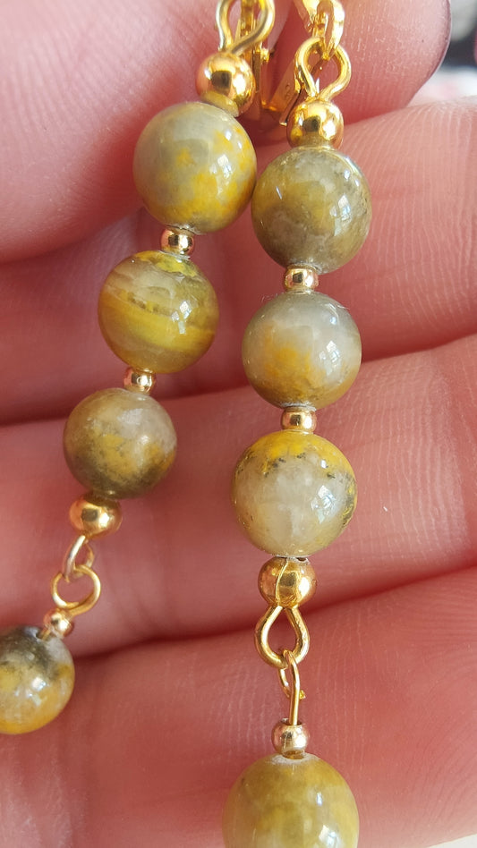 Boucles d'oreille en Jaspe Bumblebee