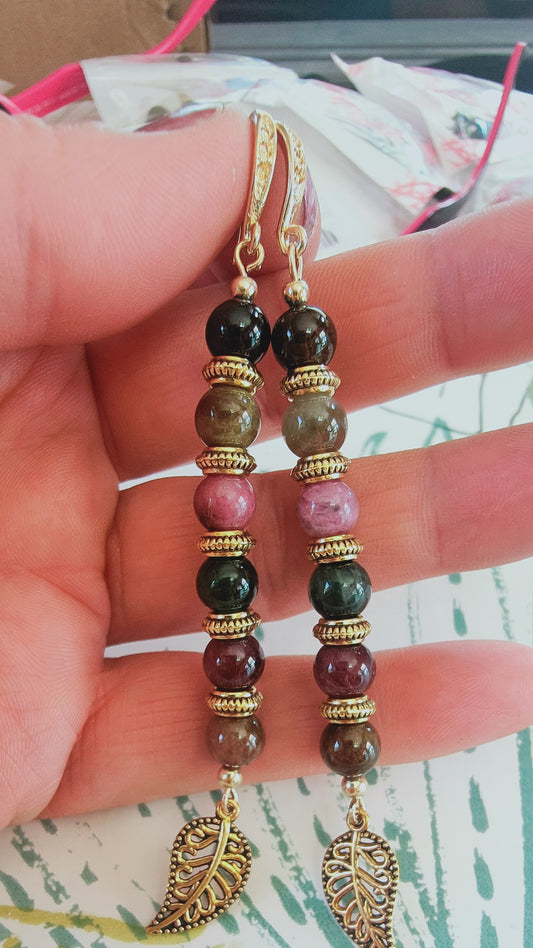 Qualité COLLECTION : Boucles  d'oreille en tourmaline multicolore