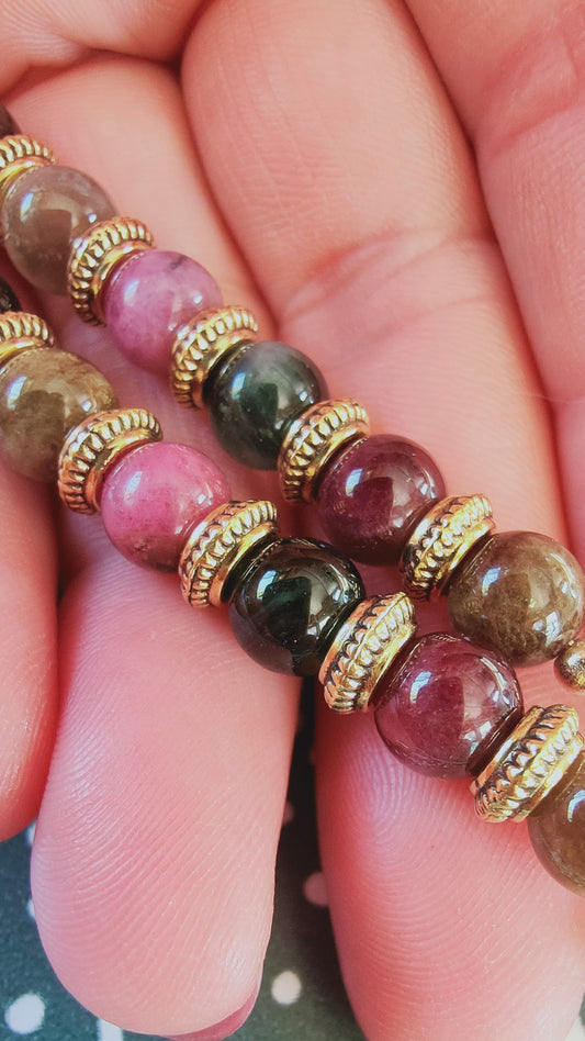 Qualité COLLECTION : Boucles  d'oreille en tourmaline multicolore
