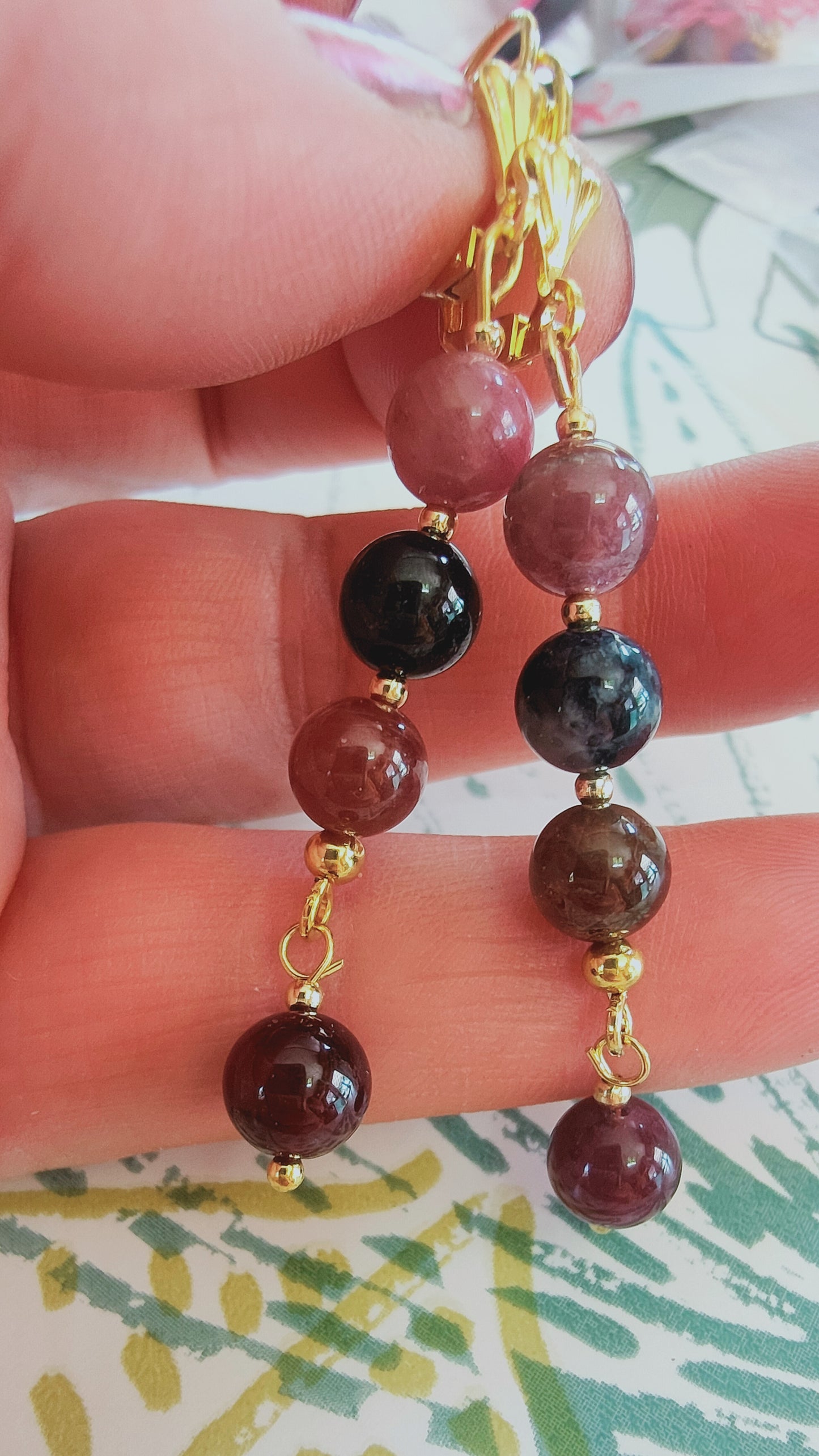 Qualité COLLECTION : Boucles  d'oreille en tourmaline multicolore