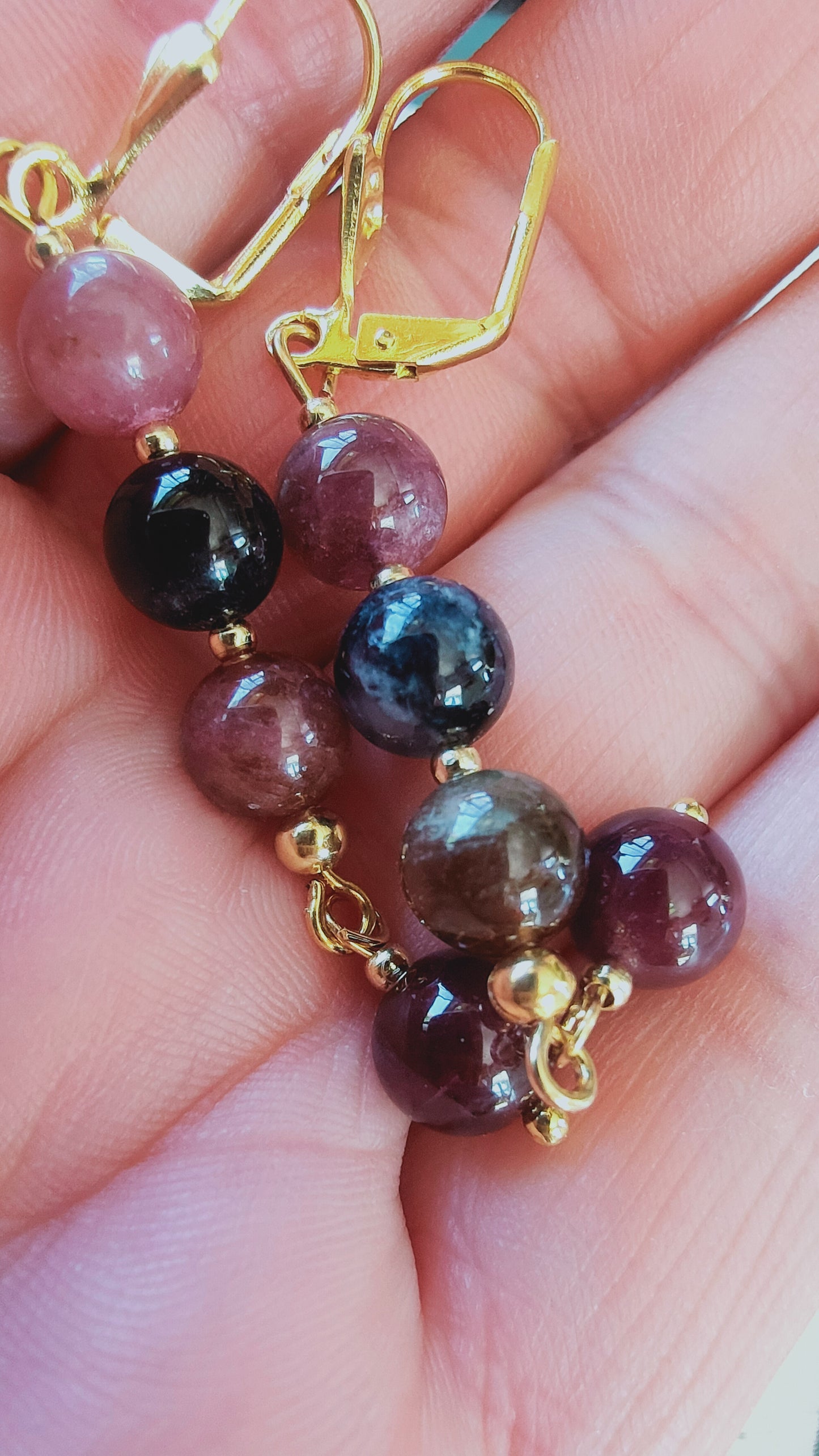 Qualité COLLECTION : Boucles  d'oreille en tourmaline multicolore