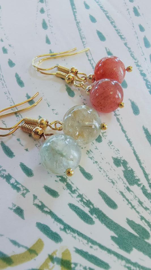 Qualité COLLECTION : Boucles  d'oreille en pierre de soleil au choix