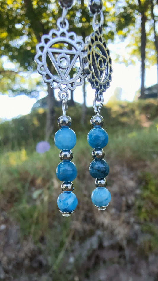 Boucles d'oreille en Apatite , chakra de la gorge