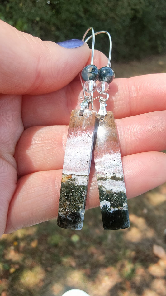 Boucles d'oreilles en jaspe océan