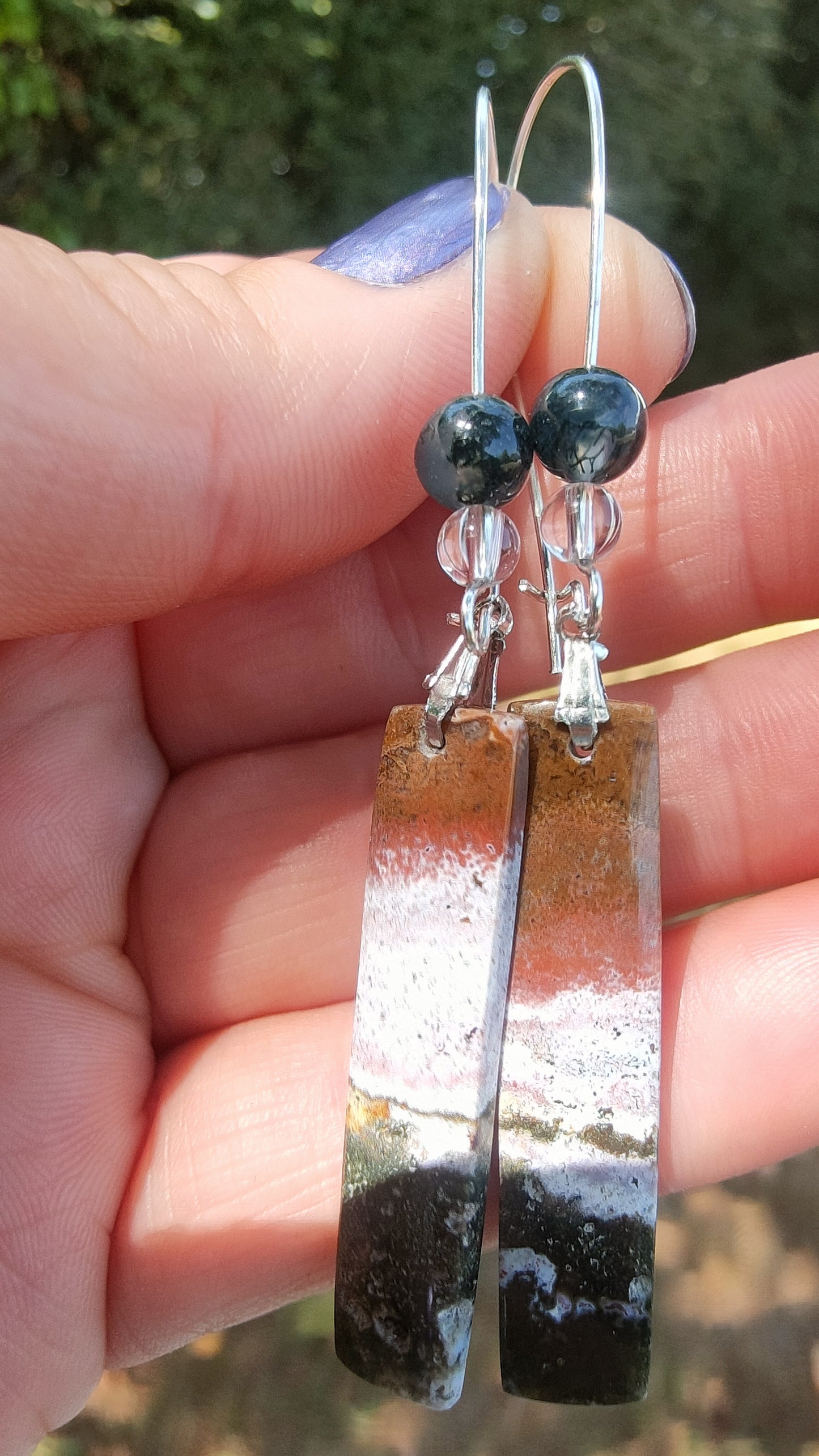Boucles d'oreilles en jaspe océan