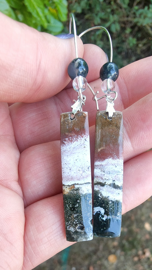 Boucles d'oreilles en jaspe océan