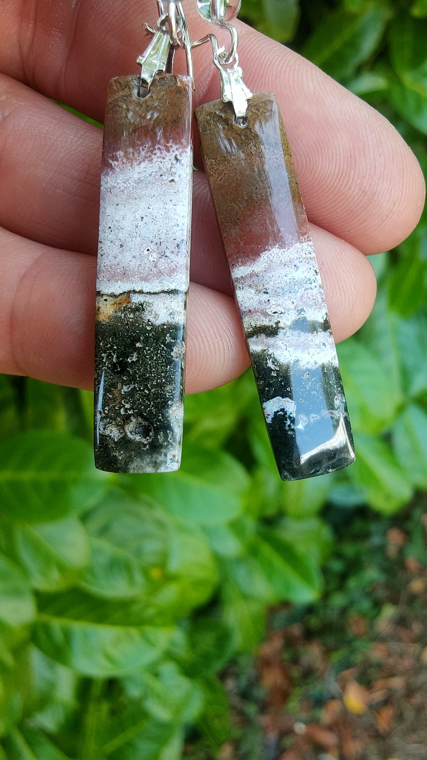 Boucles d'oreilles en jaspe océan