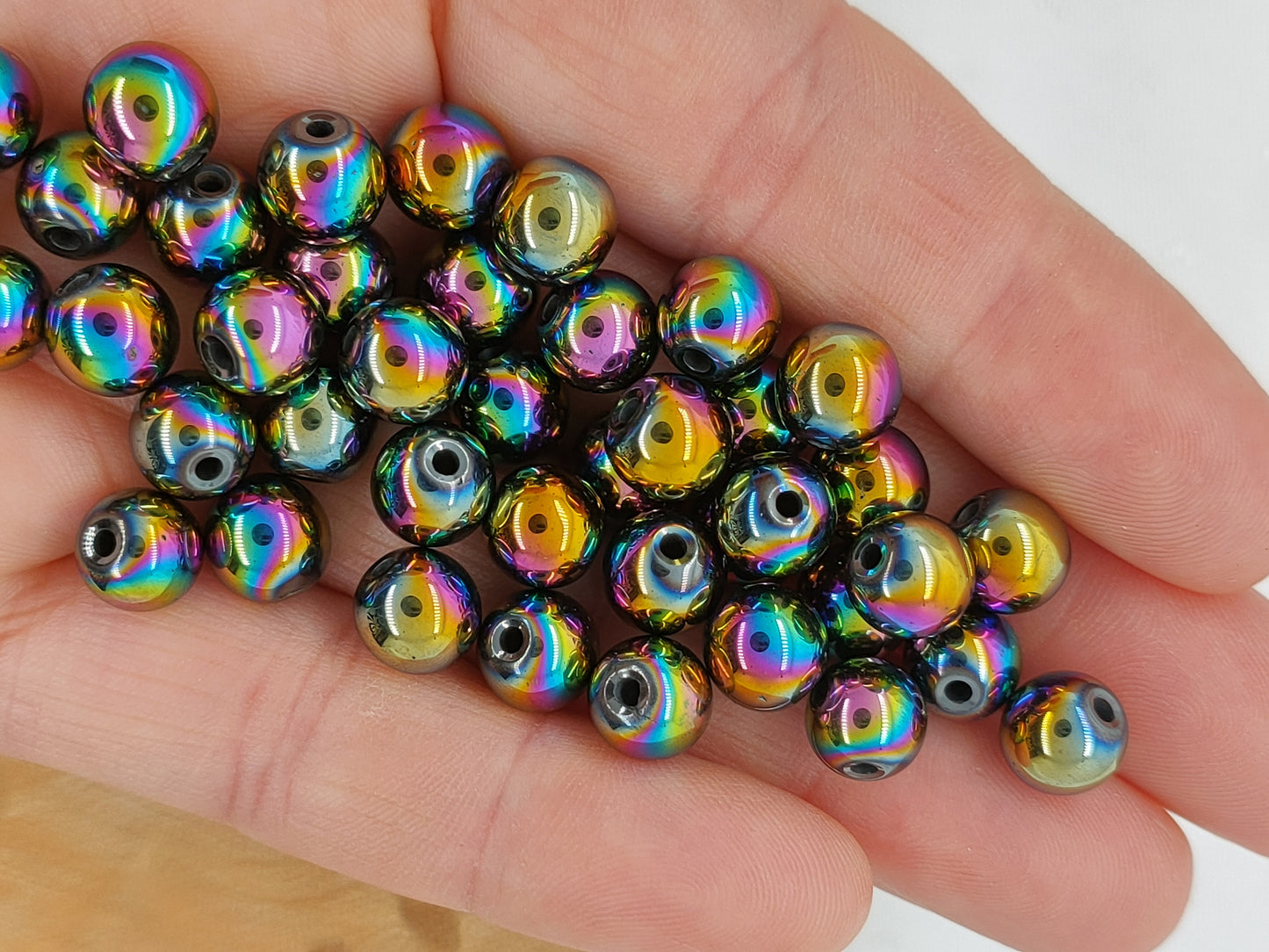 Perle en Hématite titanium 8 mm - à l'unité