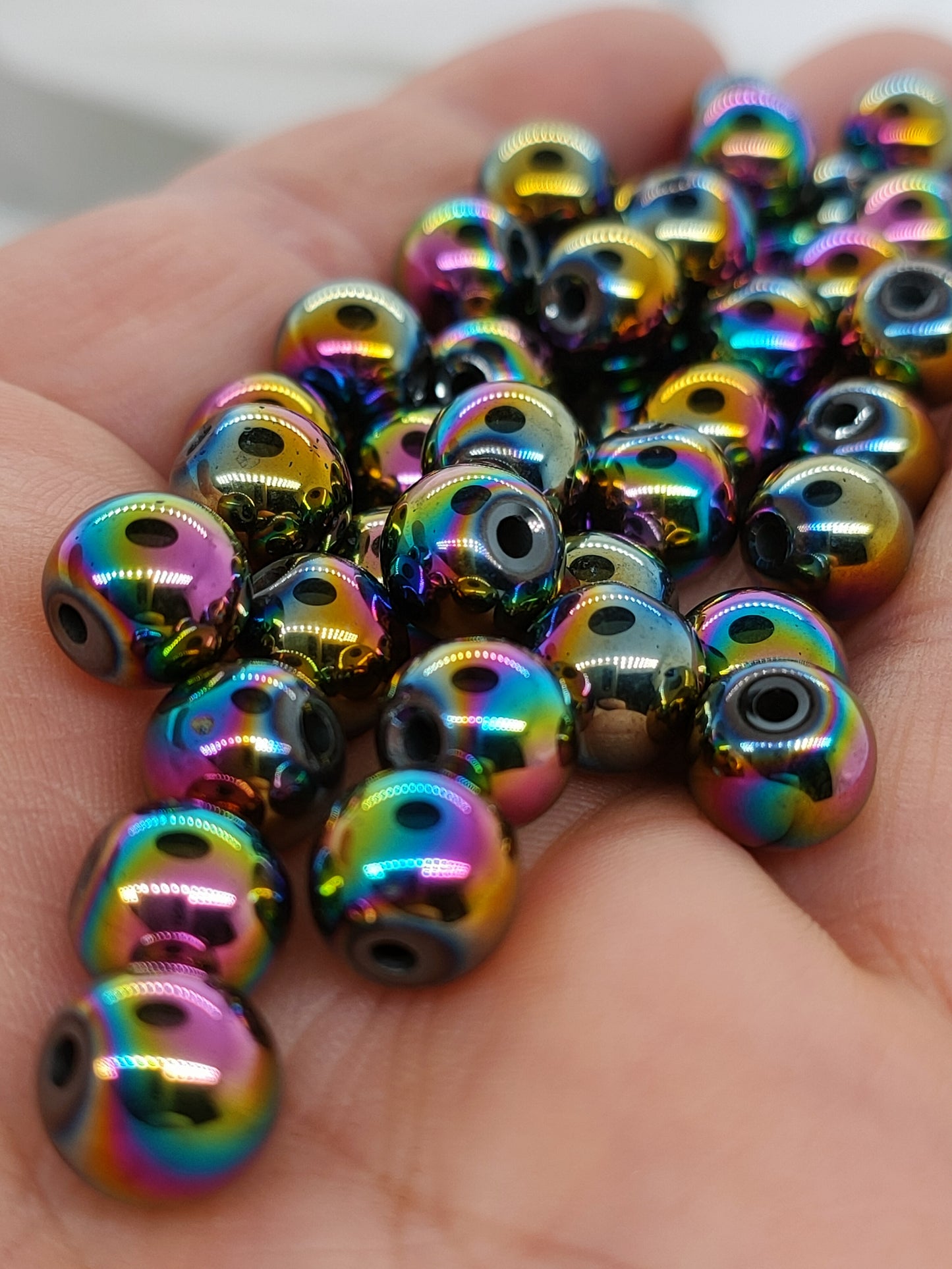Perle en Hématite titanium 8 mm - à l'unité