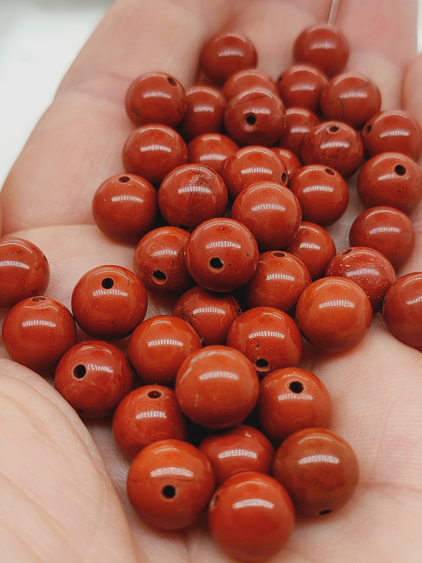 Perle en Jaspe rouge 8 mm - à l'unité