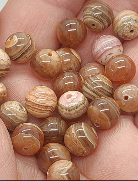 Perle en Rhodochrosite naturelle  10 mm - à l'unité