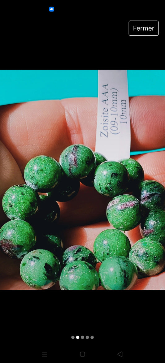 Bracelet en Zoizite - Perles de 6 mm - Qualité AAA