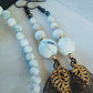 Parure Bracelet et boucle d'oreilles en Howlite blanche