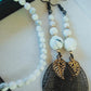 Parure Bracelet et boucle d'oreilles en Howlite blanche
