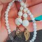 Parure Bracelet et boucle d'oreilles en Howlite blanche