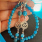 Parure Bracelet et boucle d'oreilles en Apatite bleue