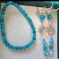 Parure Bracelet et boucle d'oreilles en Apatite bleue