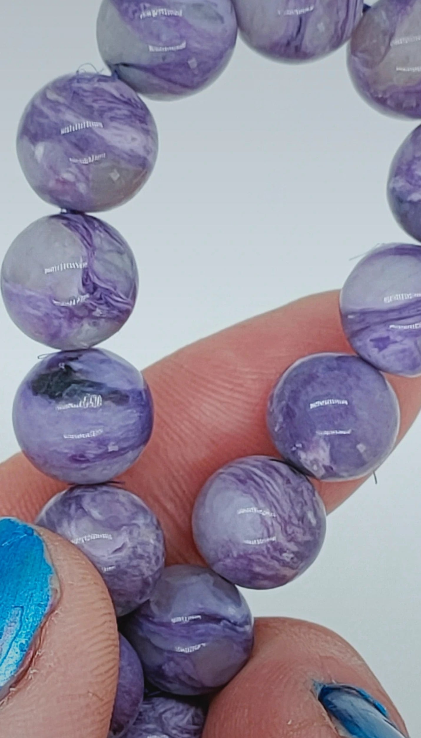 Bracelet en Charoite de Sibérie - perles de 10/11 mm - Qualité AA+