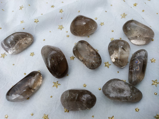 Cristal de roche ou quartz fumé Brésil - Pierre roulée - Qualité A - Environ 35 mm