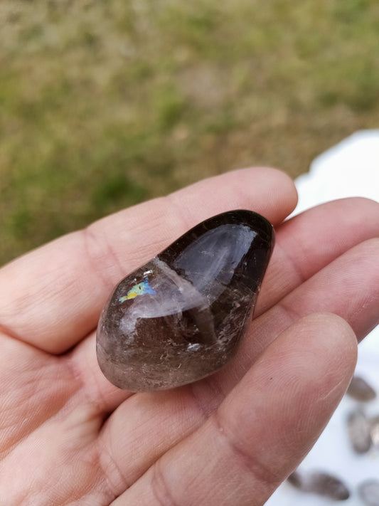 Cristal de roche ou quartz fumé Brésil - Pierre roulée - Qualité A - Environ 35 mm