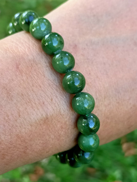Bracelet en Jade nephrite - perles de 10 mm - qualité 💎💎💎💎💎💎