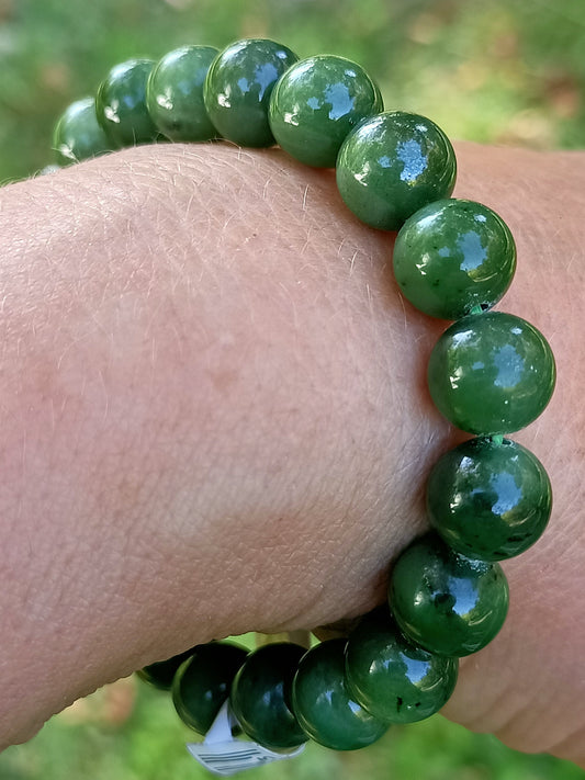 Bracelet en Jade nephrite - perles de 10 mm - qualité 💎💎💎💎💎💎