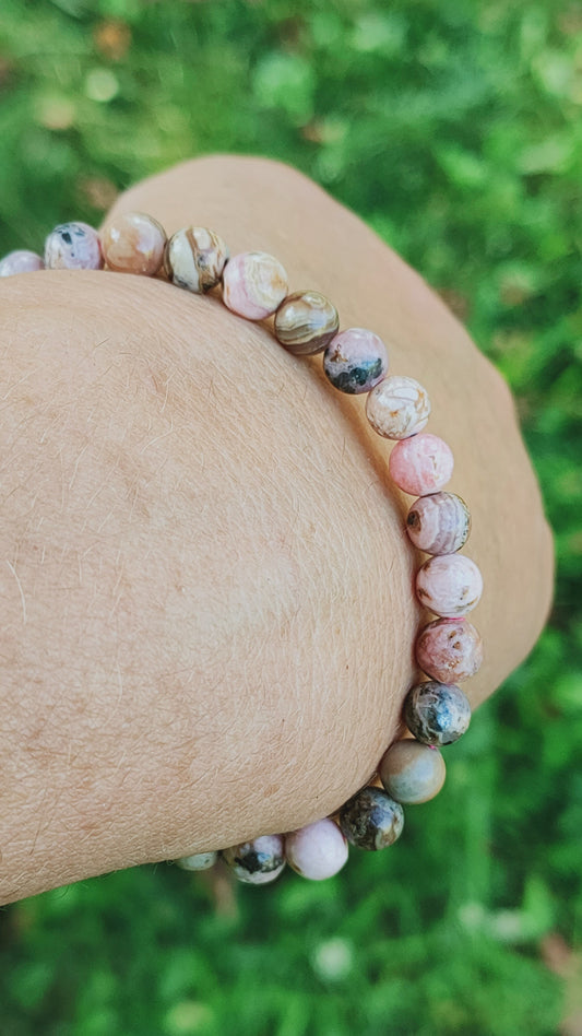 Bracelet en Rhodochrosite d'Argentine  - perles de 6 mm - qualité 💎💎💎💎💎