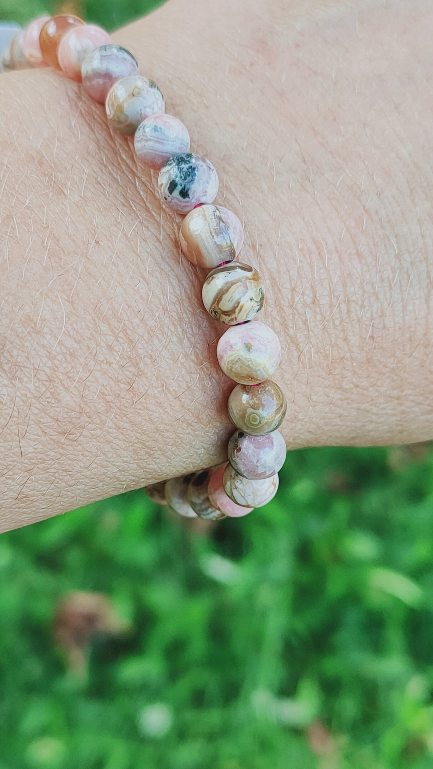 Bracelet en Rhodochrosite d'Argentine  - perles de 6 mm - qualité 💎💎💎💎💎