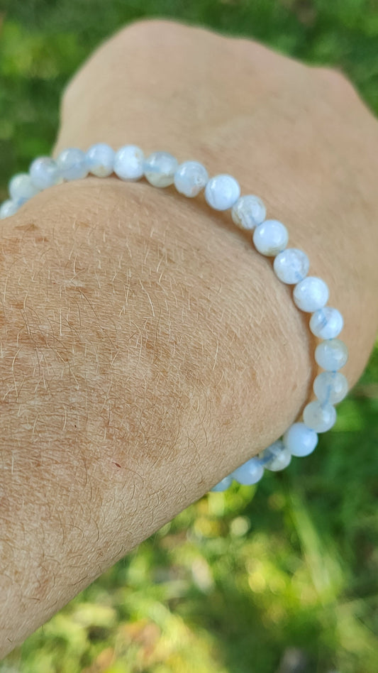 Bracelet en Calcédoine bleue sur Gangue - perles de 5 mm - qualité   💎💎💎💎