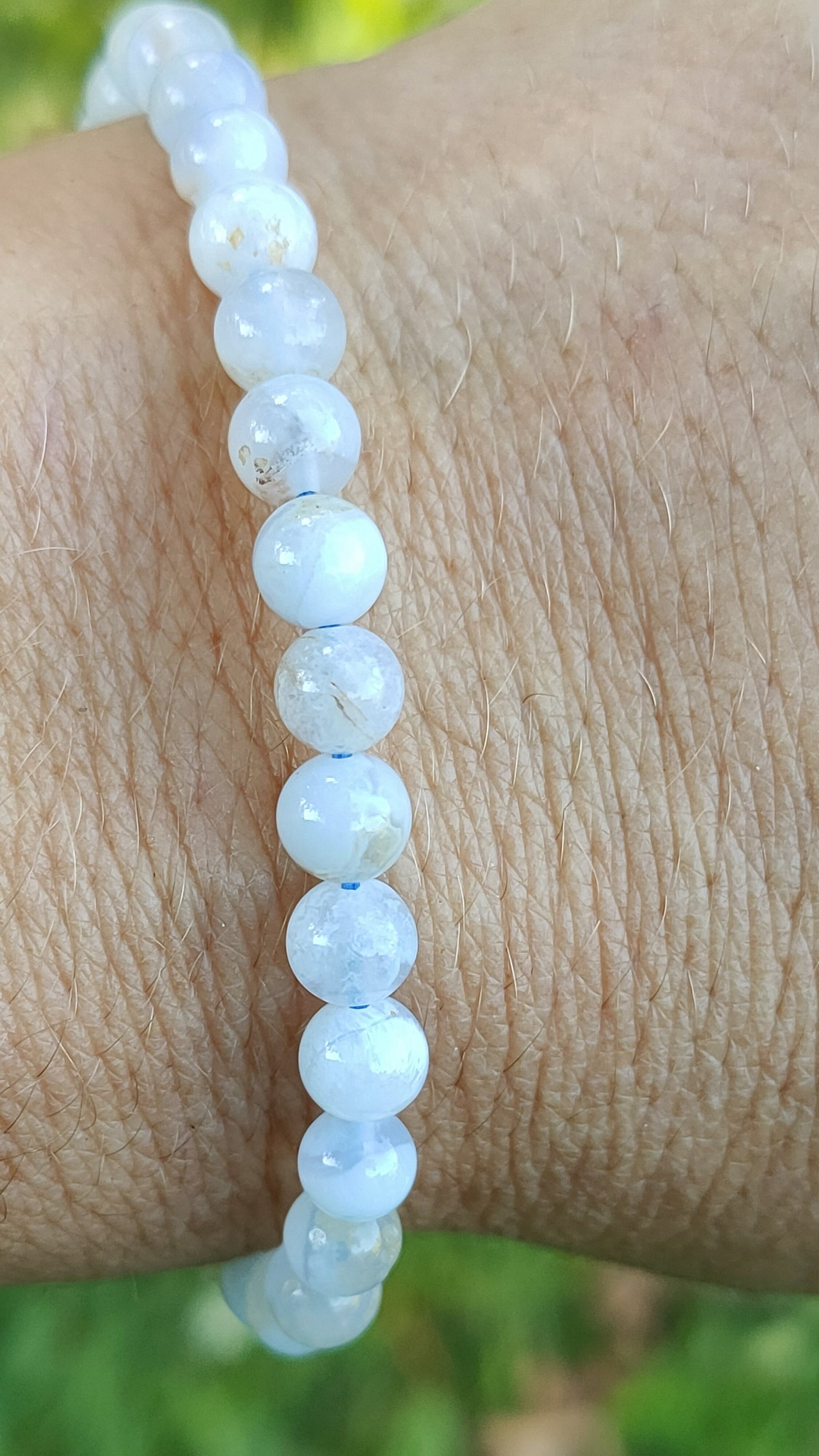 Bracelet en Calcédoine bleue sur Gangue - perles de 5 mm - qualité   💎💎💎💎