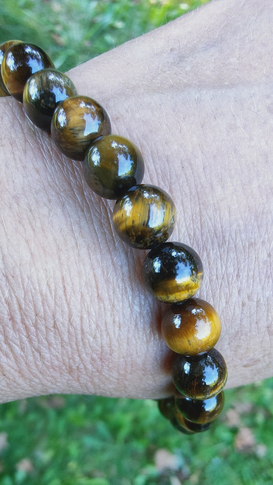 Bracelet en oeil de tigre   - perles de 8 mm - grande taille - qualité 💎💎💎💎