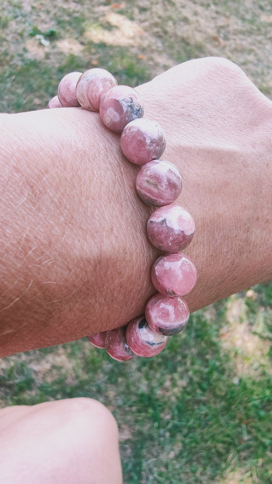 Bracelet en Rhodochrosite d'Argentine  - perles de 11 mm - Qualité 💎💎💎💎💎💎