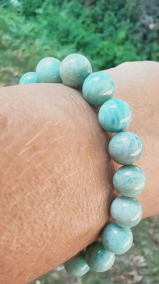 Bracelet en Amazonite du Pérou - perles de 10 mm - Qualité 💎💎💎💎