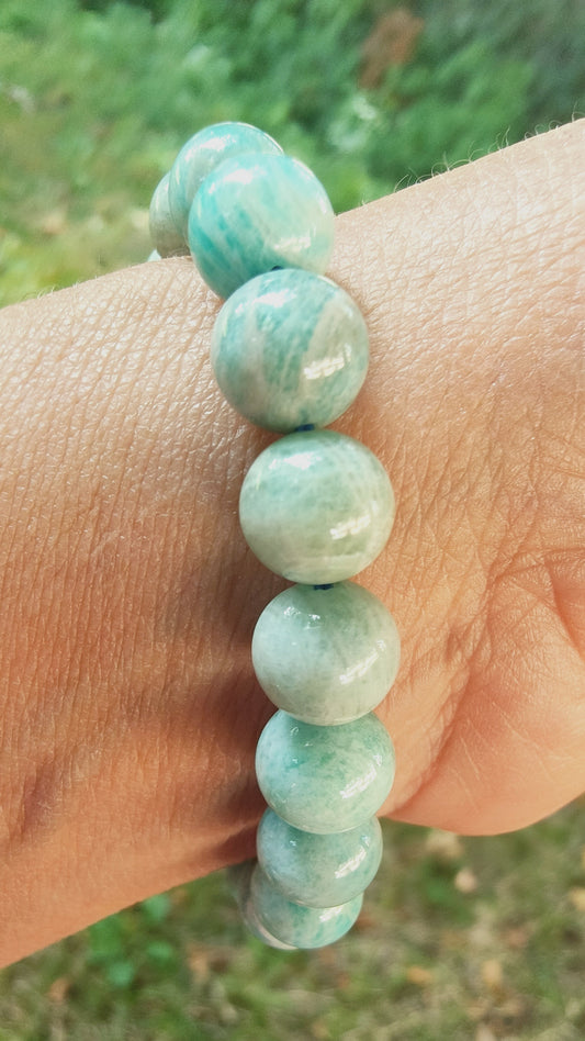 Bracelet en Amazonite du Pérou - perles de 10 mm - Qualité 💎💎💎💎