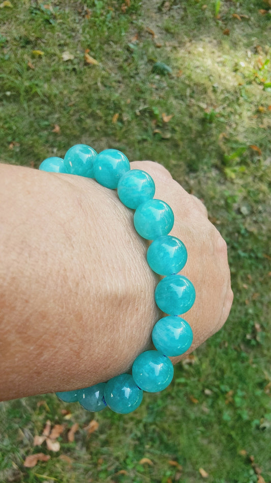 Bracelet en Amazonite des USA - perles de 11,5 mm - Qualité 💎💎💎💎💎