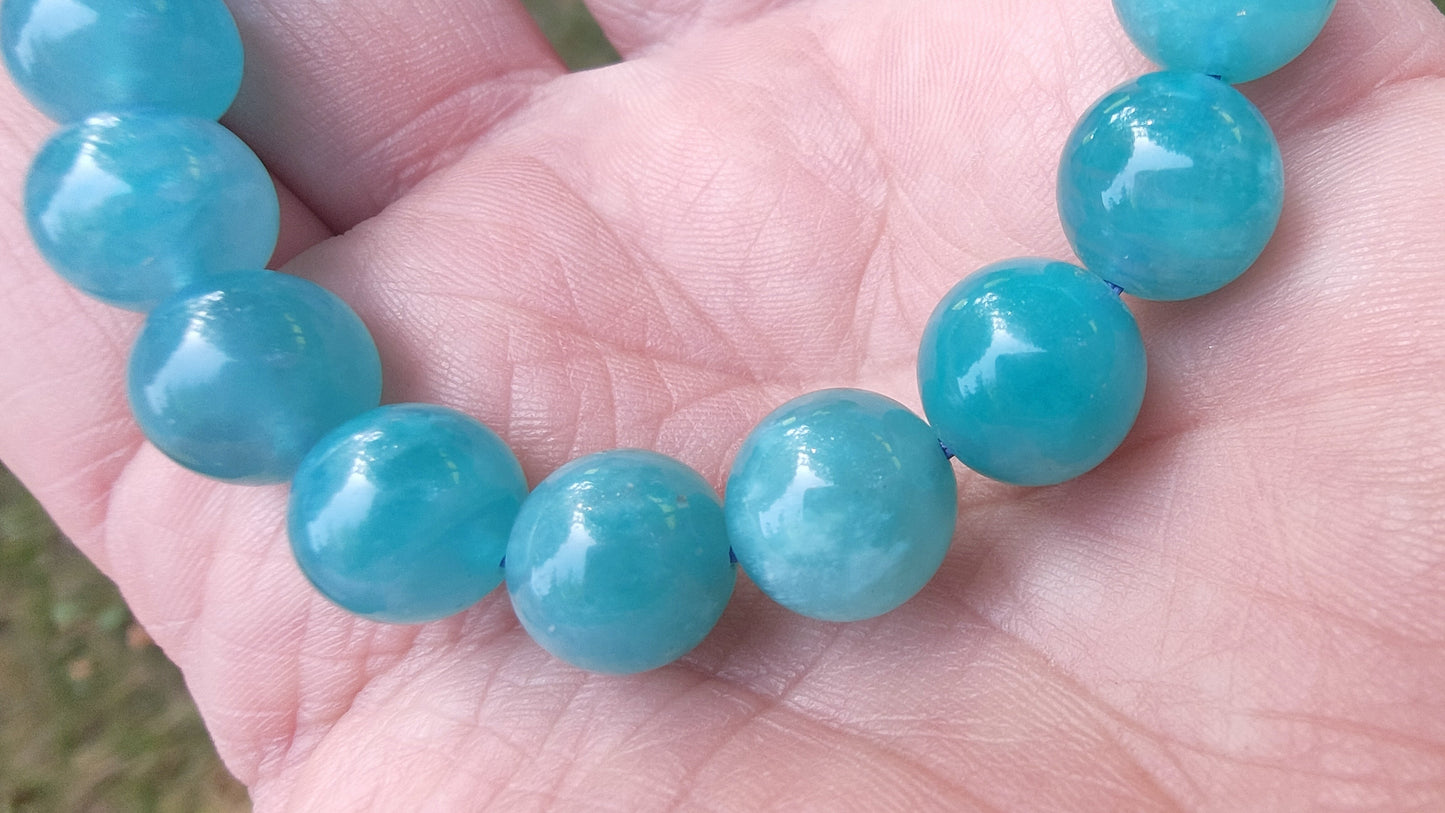 Bracelet en Amazonite des USA - perles de 11,5 mm - Qualité 💎💎💎💎💎