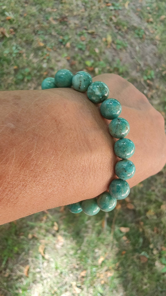 Bracelet en Amazonite du Pérou - perles de 10 mm - Qualité 💎💎💎