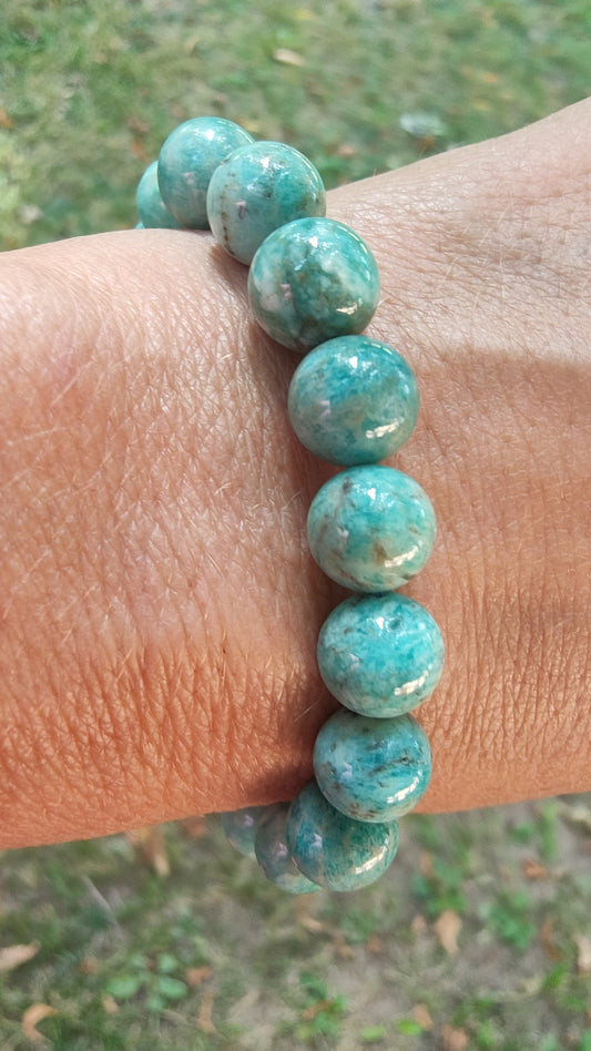Bracelet en Amazonite du Pérou - perles de 10 mm - Qualité 💎💎💎